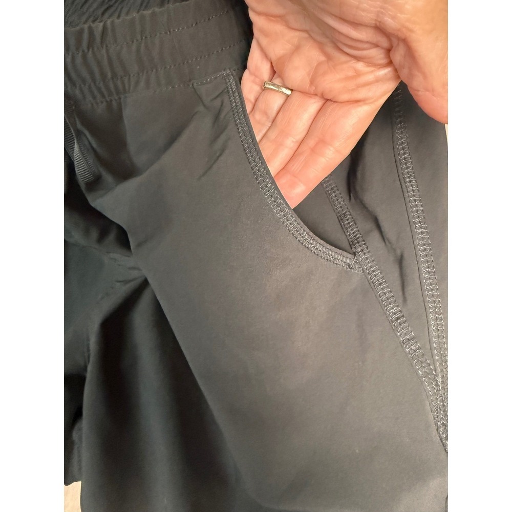 Eddie Bauer Fleece Lined Jogger Pants Women 8 Black Plaid Hiking Utility Cargo - Picture 11 of 13